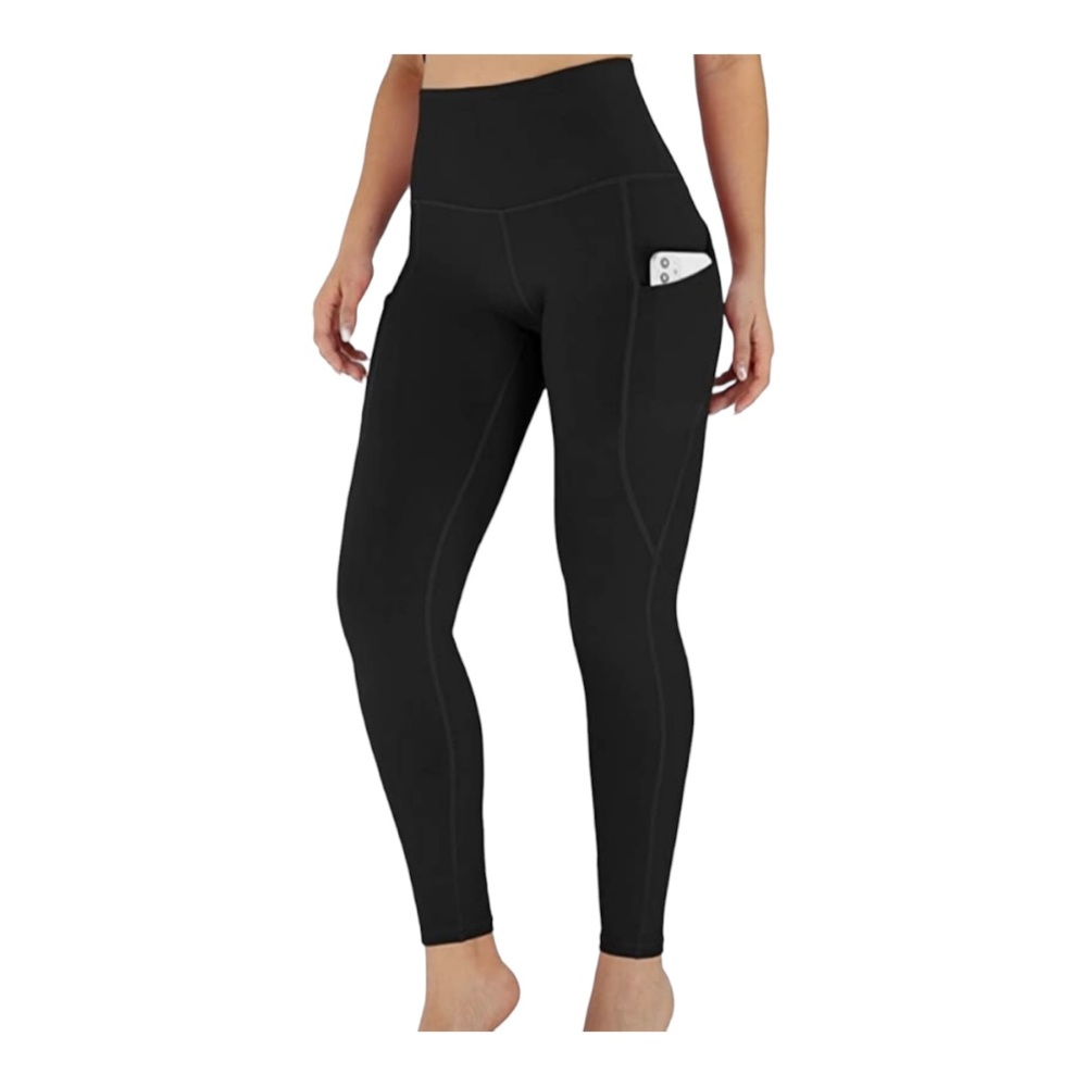 ODODOS BLACK HIGH WAISTED YOGA LEGGINGS WITH POCKETS SIZE LARGE